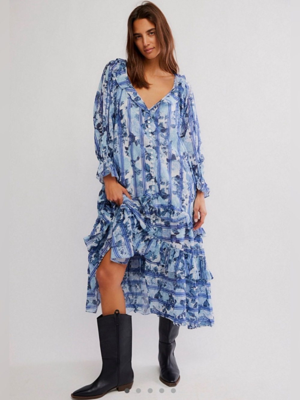 Free People Garden Wondera Maxi Dress in Blue